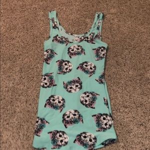 Cat with flowers tank top